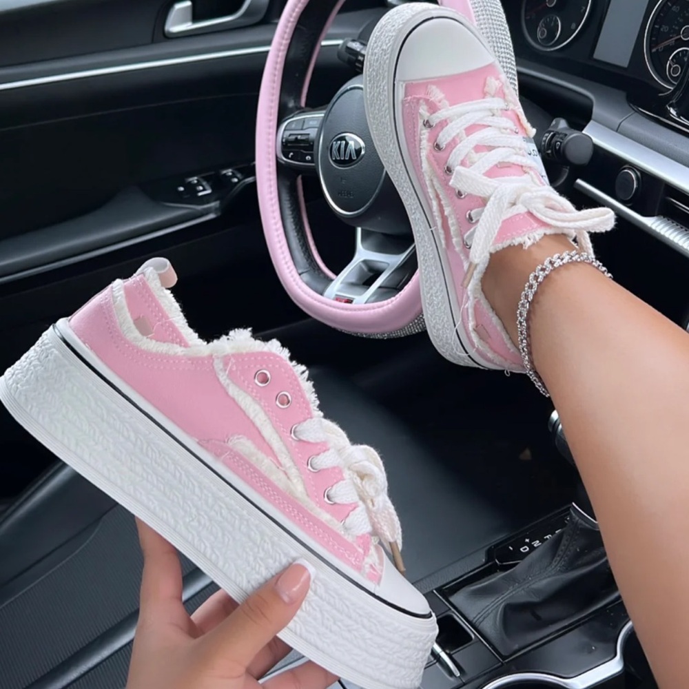 Pink Distressed Sneakers
